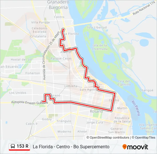 153 R Colectivo Line Map