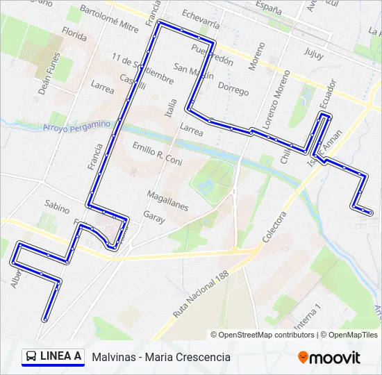 LINEA A Colectivo Line Map