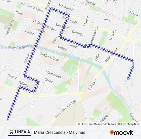 LINEA A Colectivo Line Map