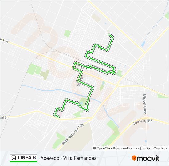 Mapa de LINEA B de Colectivo