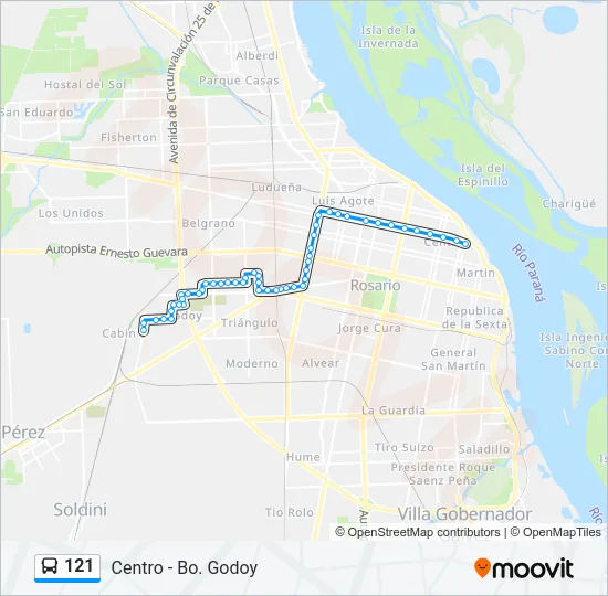121 Colectivo Line Map