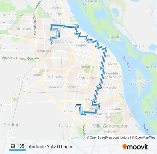 135 Colectivo Line Map