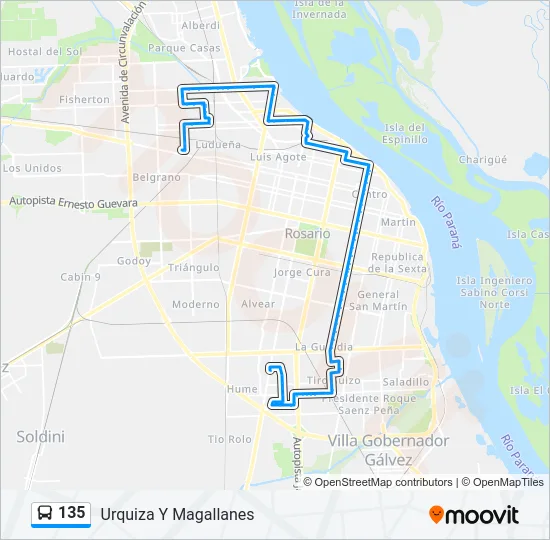 135 Colectivo Line Map