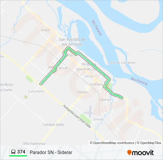 374 Colectivo Line Map