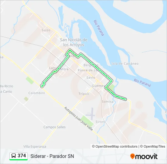374 Colectivo Line Map