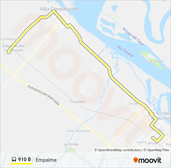 910 B Colectivo Line Map