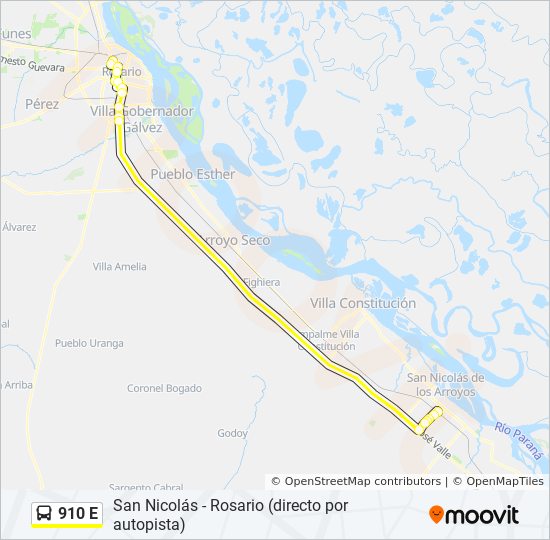 Ruta 910 e: horarios, paradas y mapas - Rosario Por Autopista)