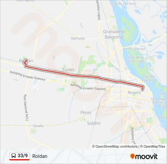 33/9 Colectivo Line Map