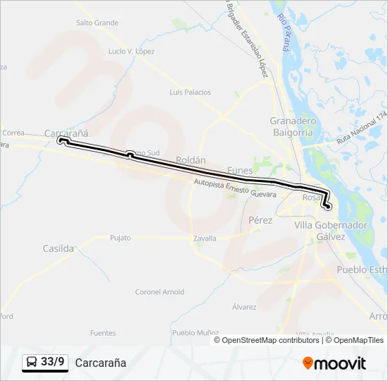 33/9 Colectivo Line Map