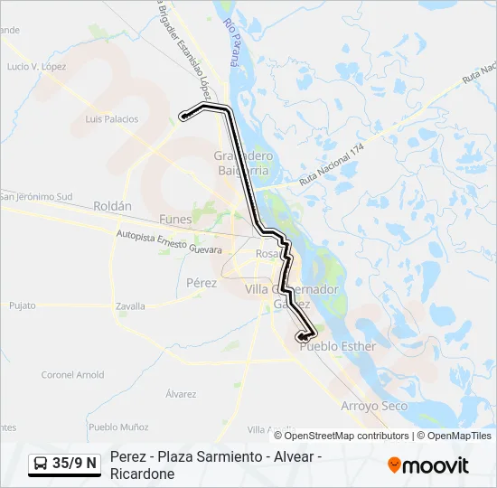 35/9 N Colectivo Line Map