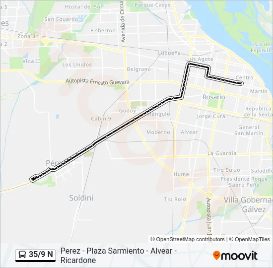 35/9 N Colectivo Line Map