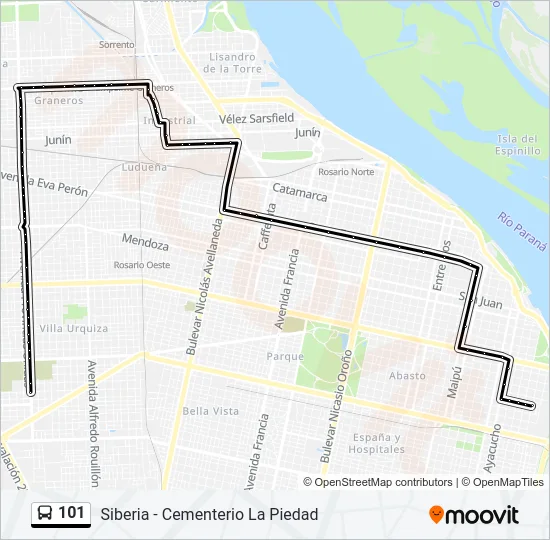 101 Colectivo Line Map