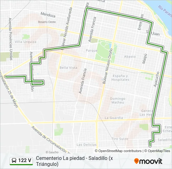 122 V Colectivo Line Map