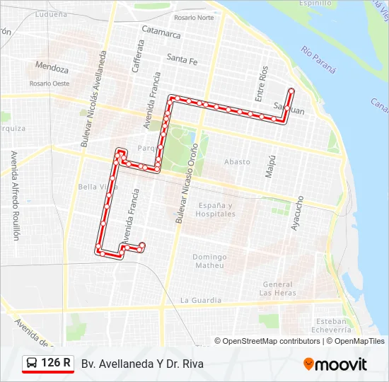 126 R Colectivo Line Map