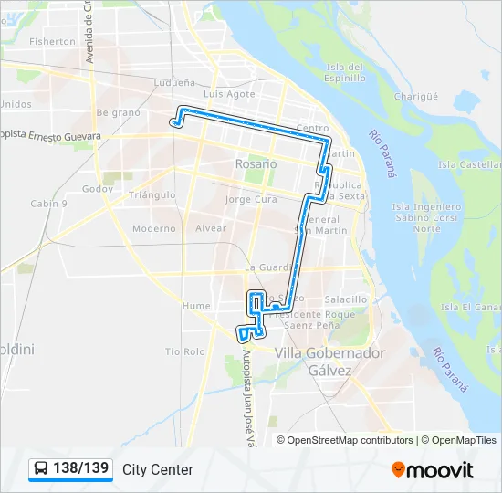 138/139 Colectivo Line Map