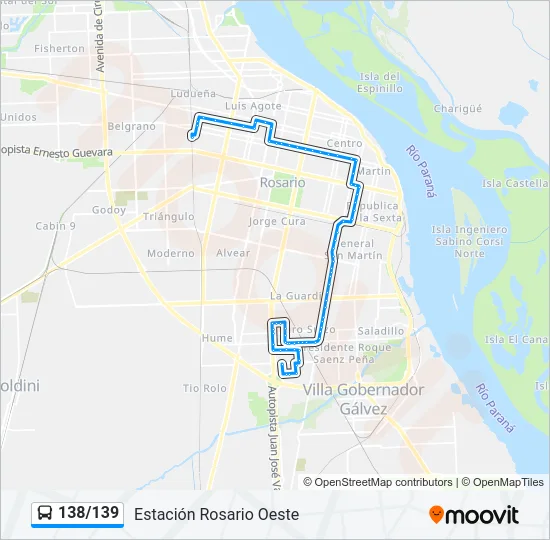 138/139 Colectivo Line Map