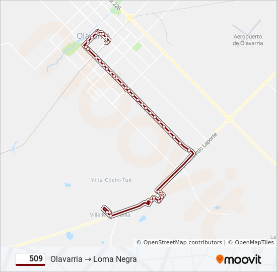 Mapa de 509 de autobús