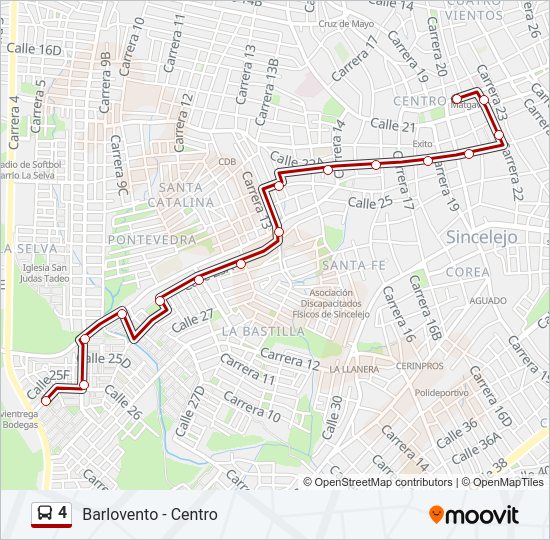 Mapa de 4 de autobús