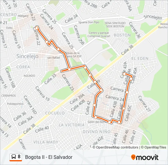 8 Bus Line Map
