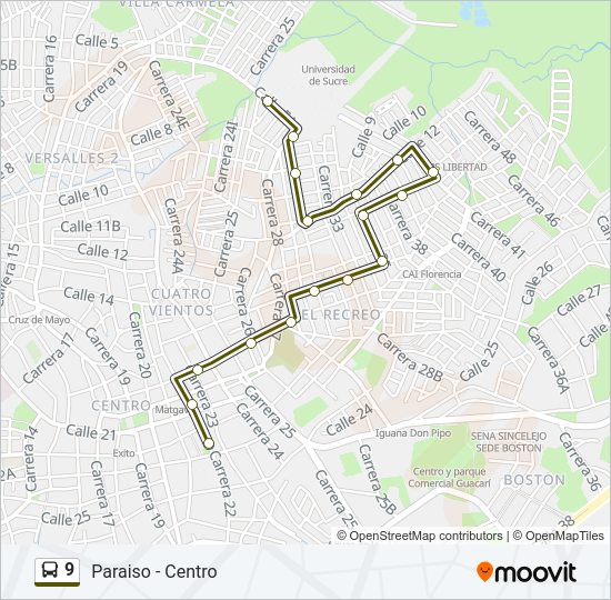 Mapa de 9 de autobús