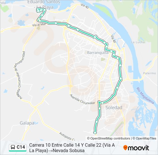 Mapa de C14 de autobús