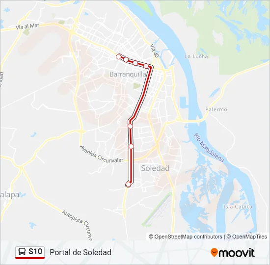 S10 Bus Line Map