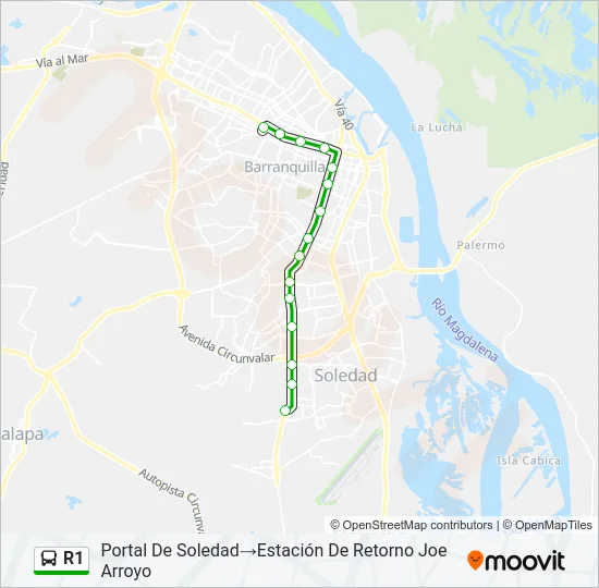 R1 Bus Line Map