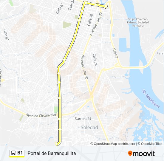 Mapa de B1 de autobús