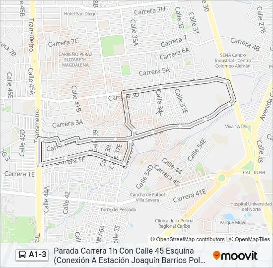 A1-3 Bus Line Map