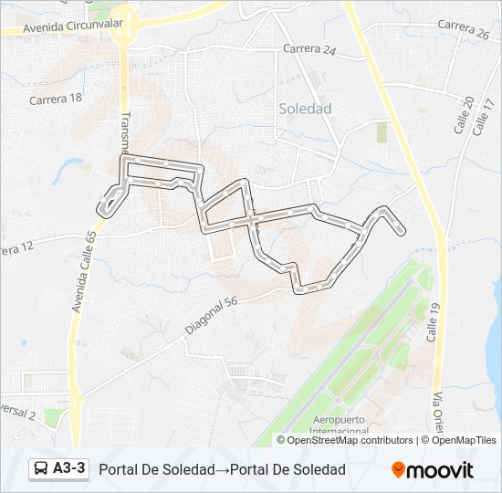Mapa de A3-3 de autobús