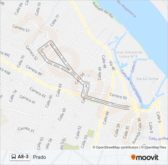 Mapa de A8-3 de autobús