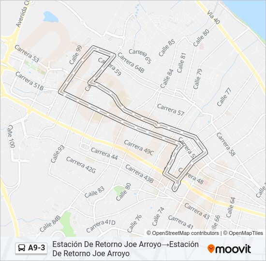 Mapa de A9-3 de autobús