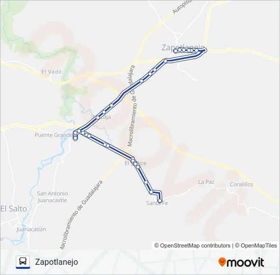 SANTA FE - ZAPOTLANEJO Bus Line Map