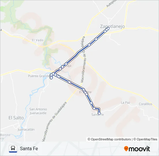 SANTA FE - ZAPOTLANEJO Bus Line Map