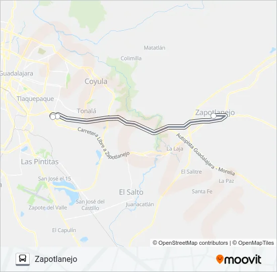 ZAPOTLANEJO - CENTRAL NUEVA Bus Line Map