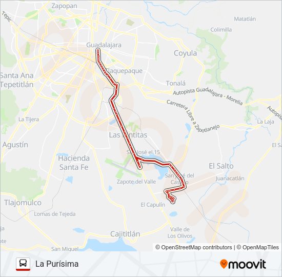 Mapa de T13-A/C02 - PURÍSIMA de autobús