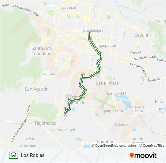 Mapa de C111 - ROBLES de autobús