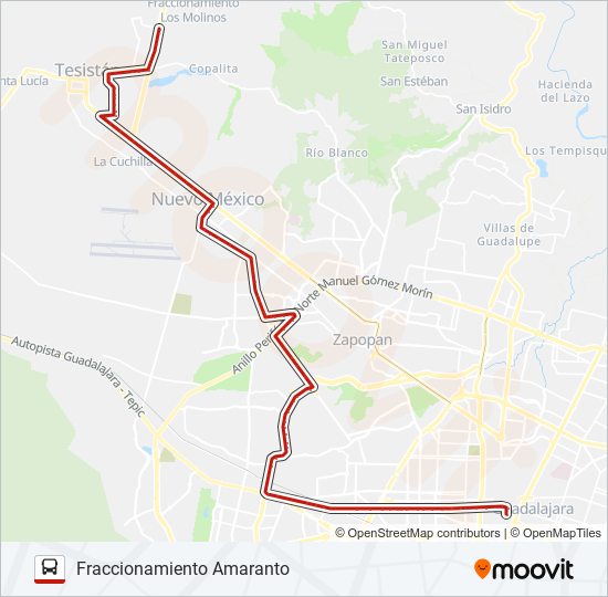 Mapa de C140 de autobús