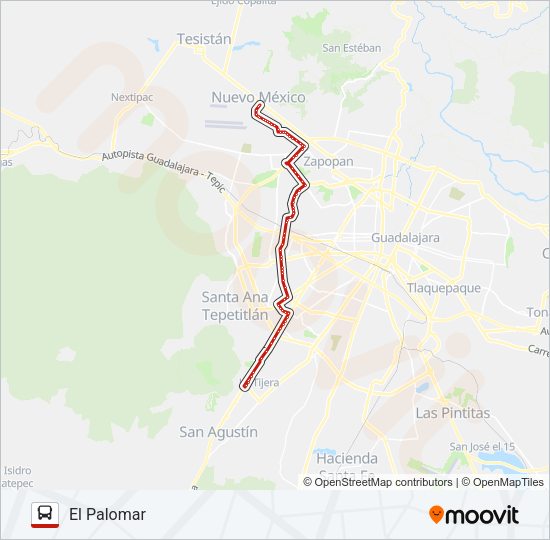 Mapa de T17 de autobús