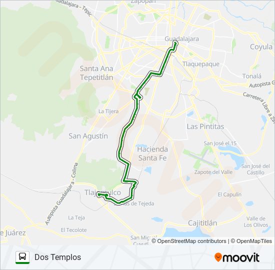 Mapa de C14 - DOS TEMPLOS de autobús