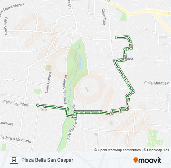 Mapa de C38 - ZALATITÁN de autobús