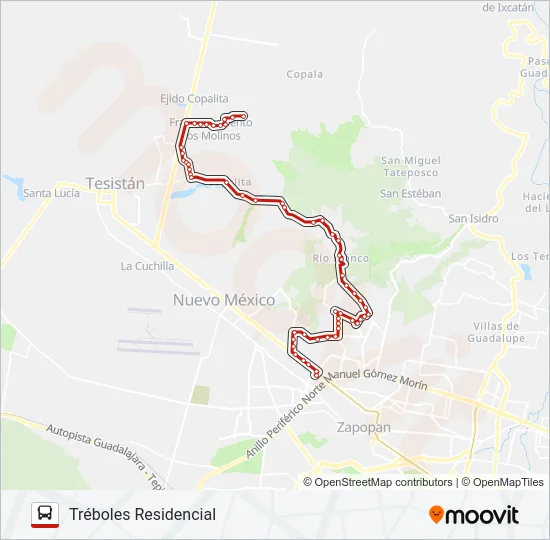 T08 - TRÉBOLES Bus Line Map