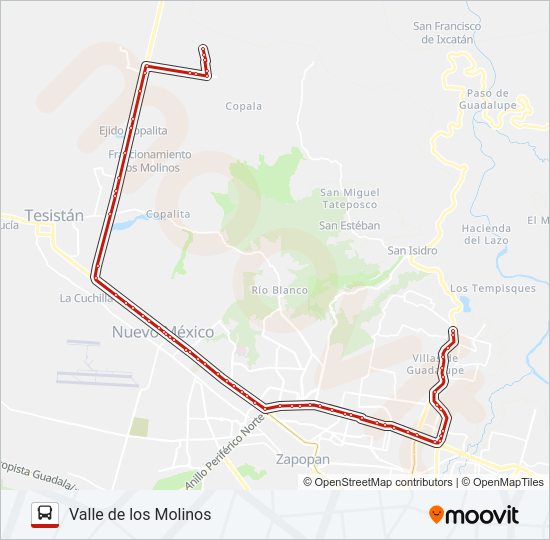 Mapa de MESA - VALLE de autobús