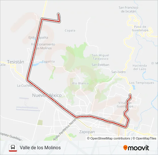 MESA - VALLE Bus Line Map