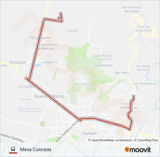 MESA - VALLE Bus Line Map