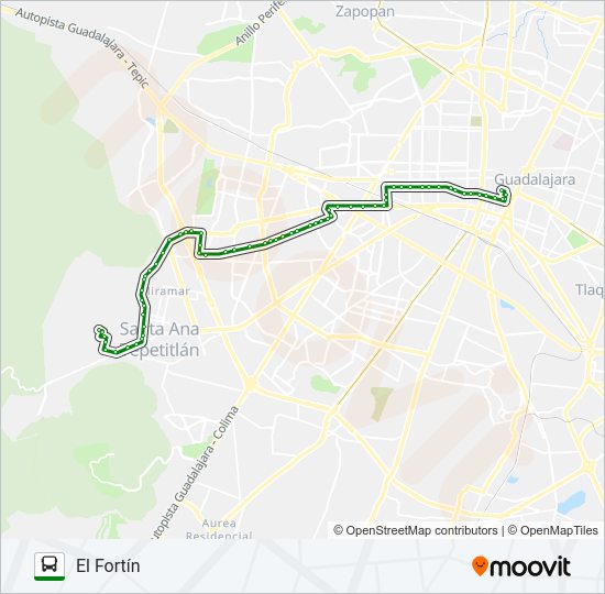 Mapa de T11-A/C01 - TEPEYAC FORTÍN de autobús
