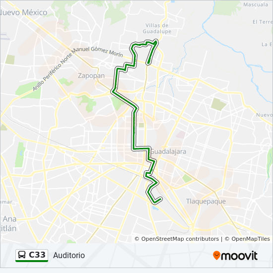 Mapa de C33 de autobús