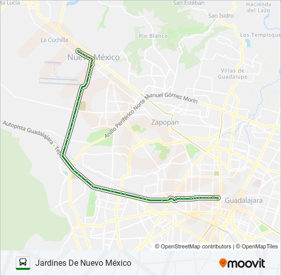 C110 - B bus Line Map