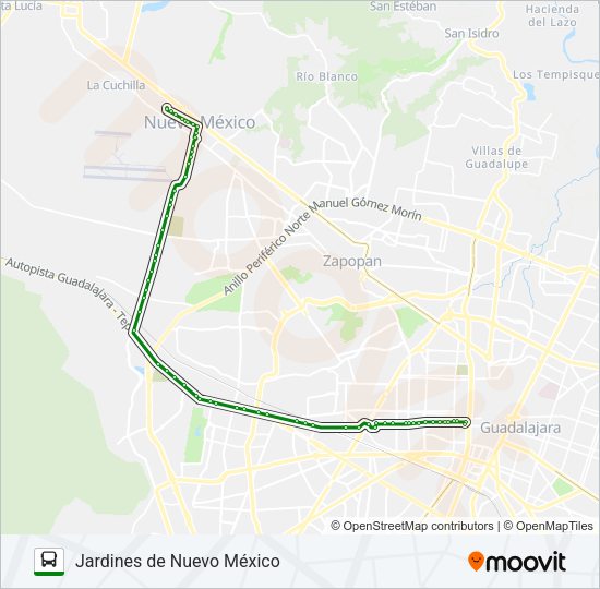 C110 - B Bus Line Map