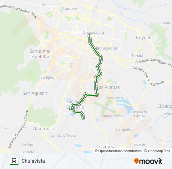 Mapa de C67 - ROJA de autobús